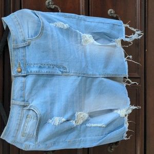 Distressed Jean Skirt